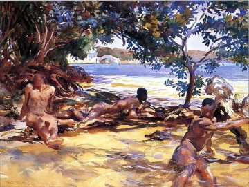  watercolor Works - The Bathers John Singer Sargent watercolor